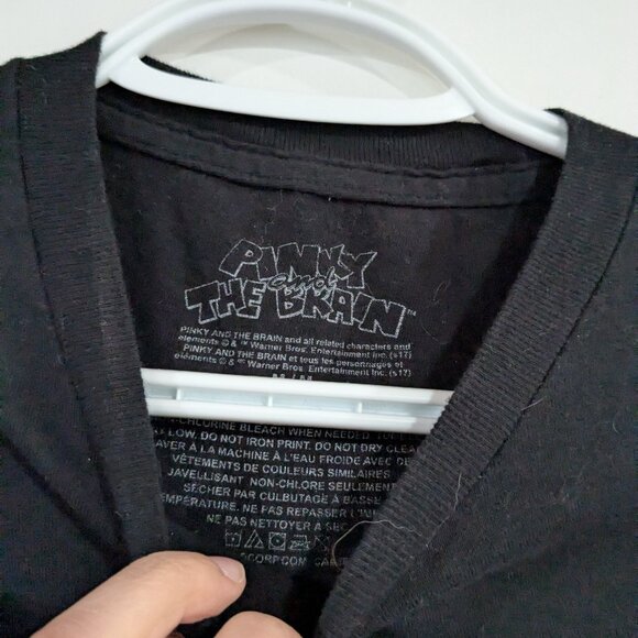 Warner Bros. Pinky and the Brain Neon Tee Black Pink Purple Blue Size Medium - Picture 2 of 4